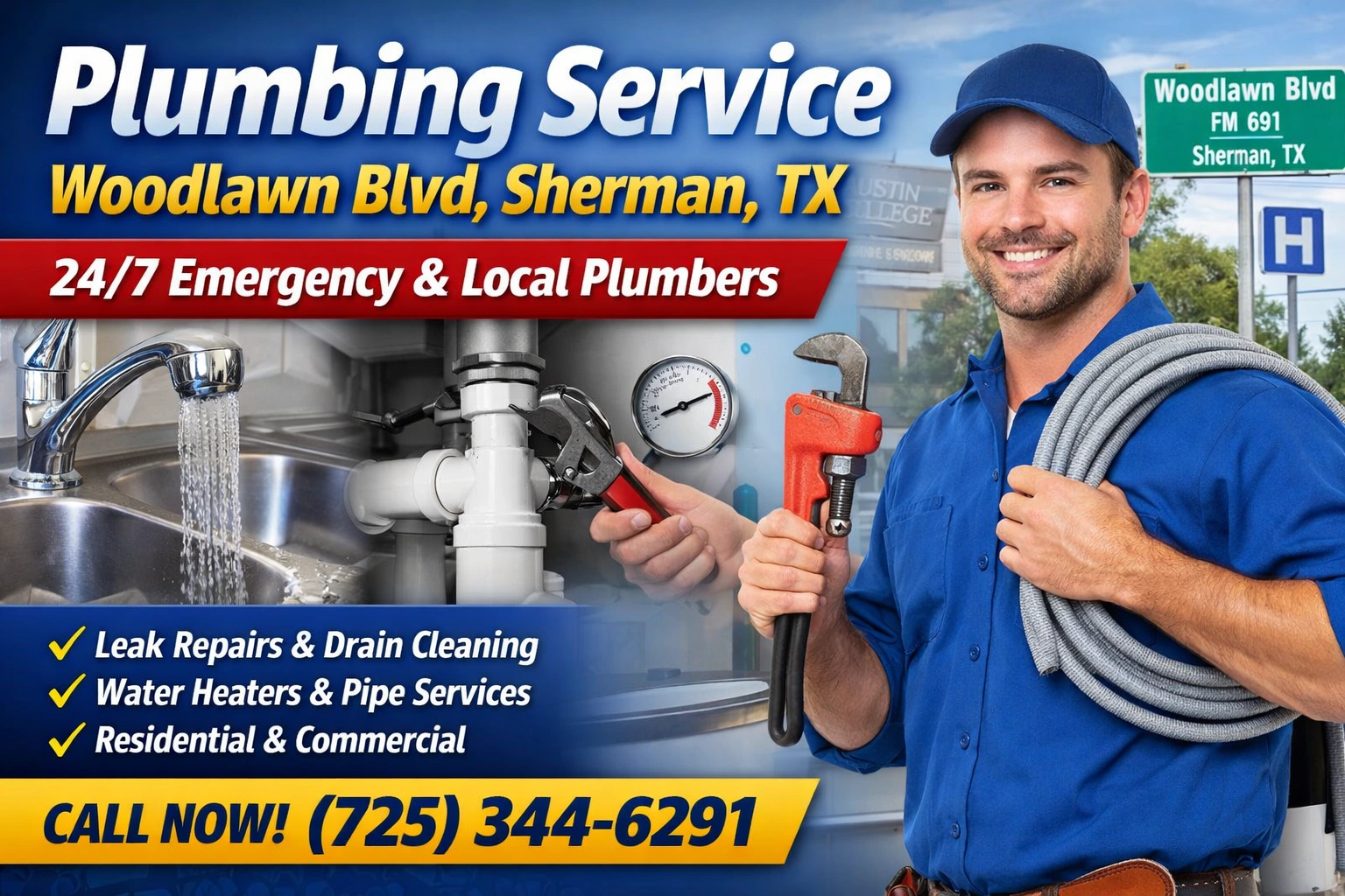Plumber in Woodlawn Boulevard (FM 691), Sherman, TX